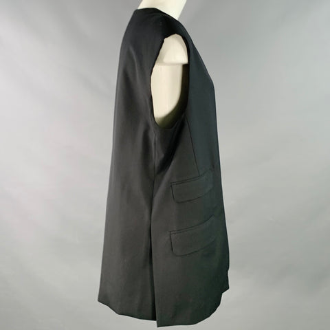 CINOH Size 2 Black Wool Wrap Tie Longline Vest