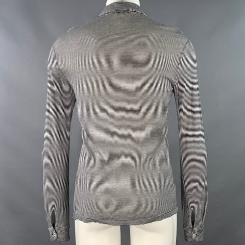 MASSIMO ALBA Size S Black White Stripe Cotton Long Sleeve Polo