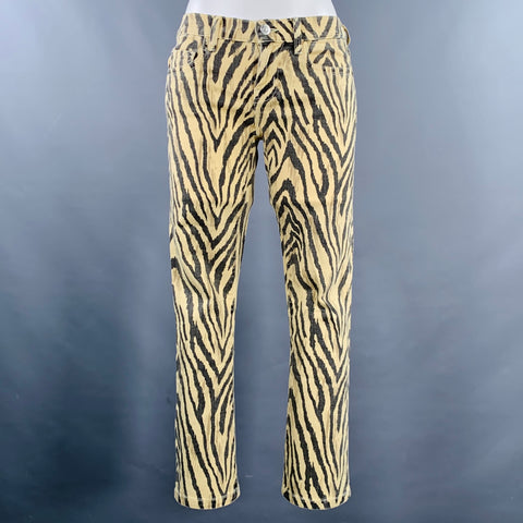 CURRENT / ELLIOTT Size 24 Beige Grey Cotton Blend Zebra Casual Pants