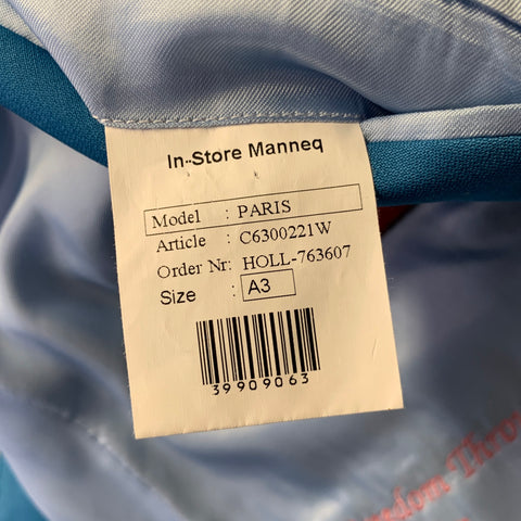 KLEIN EPSTEIN & PARKER Size 40 Blue Solid Wool Shawl Lapel Suit