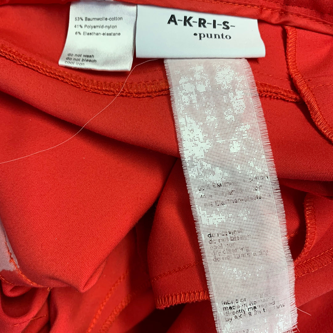 AKRIS Size 4 Red Cotton Blend Side Zipper Casual Pants