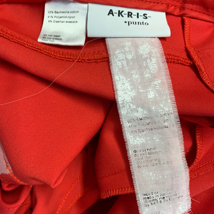 AKRIS Size 4 Red Cotton Blend Side Zipper Casual Pants