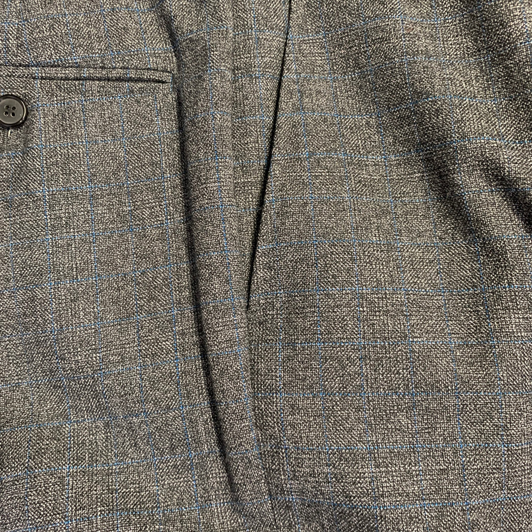 CALVIN KLEIN 205W39NYC Size 36 Grey Blue Grid Wool Flat Front Zip Fly Dress Pants