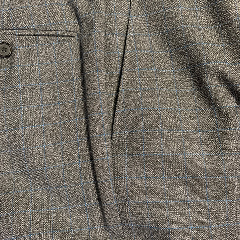 CALVIN KLEIN 205W39NYC Size 36 Grey Blue Grid Wool Flat Front Zip Fly Dress Pants
