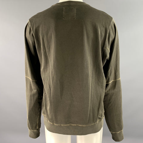 ACRONYM Size L Grey Olive Wash Cotton Crew-Neck Sweatshirt