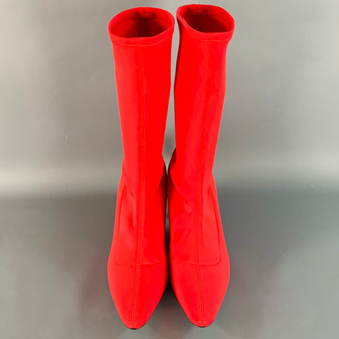 KHAITE Size 9.5 Taylor Red Neoprene Pull On Kitten Heel Sock Boots