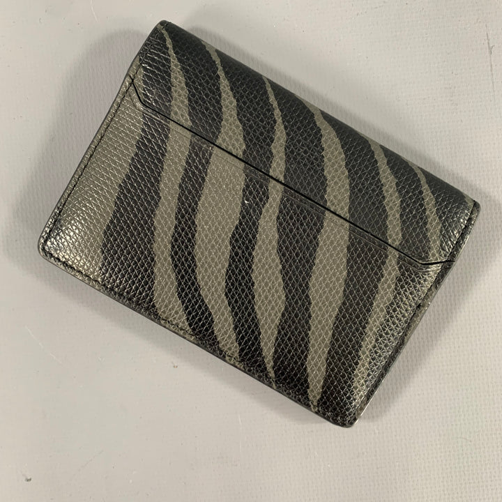 TUMI Grey & Black Animal Print Leather Wallet