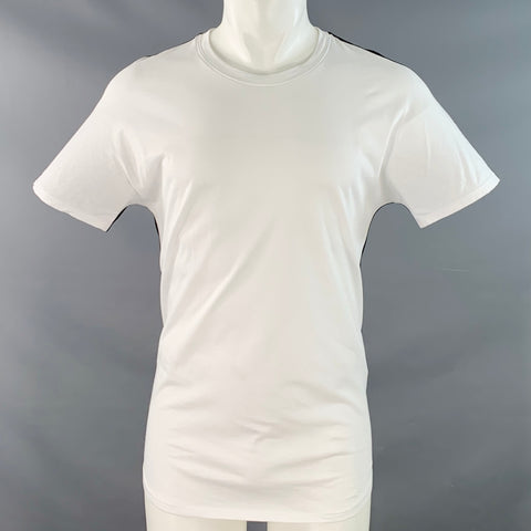 HELMUT LANG Size M White Black Two Toned Cotton Dolman Sleeves Crew Neck T-shirt