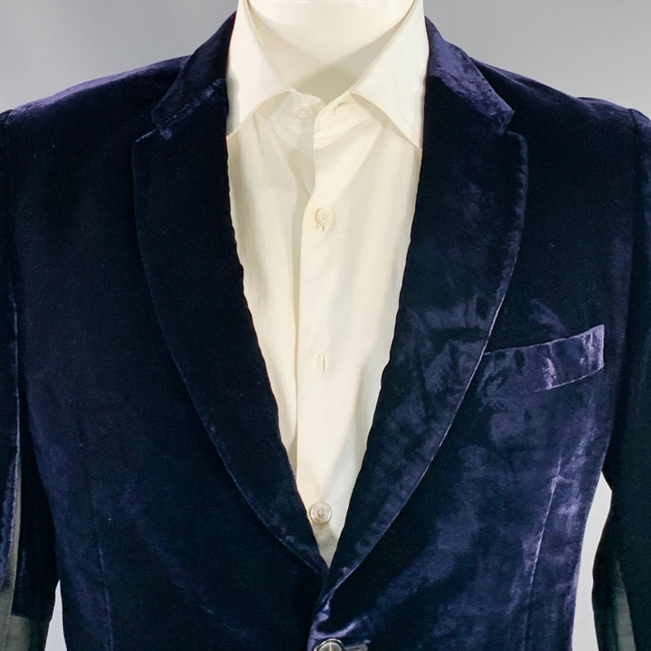 PAUL SMITH Size 42 Navy Black Velvet Viscose Blend Notch Lapel Sport Coat