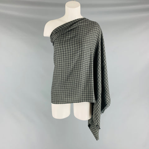TOM FORD Grey Black Checkered Woven Scarf