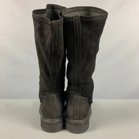 RICK OWENS Size 7 Black Leather Boots