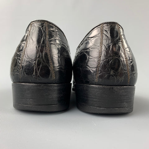 FLORSHEIM Imperial Size 9.5 Black Alligator Lace Up Custom Order Shoes
