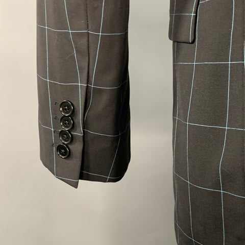 PAUL SMITH Size 38 Black Blue Window Pane Wool Notch Lapel Sport Coat