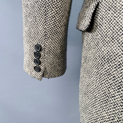RALPH LAUREN Size 38 Regular Black Beige Tweed Wool Notch Lapel Suit