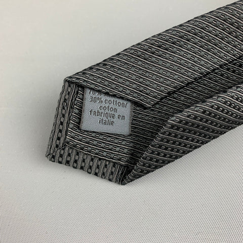 JOHN VARVATOS Grey Black Diagonal Stripe Cotton Tie