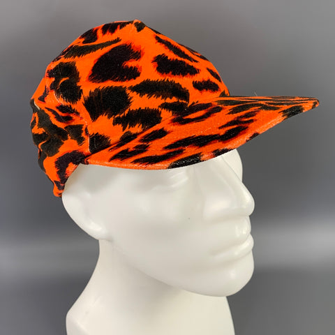 R13 Size S Orange Black Leopard Cotton Blend Hat
