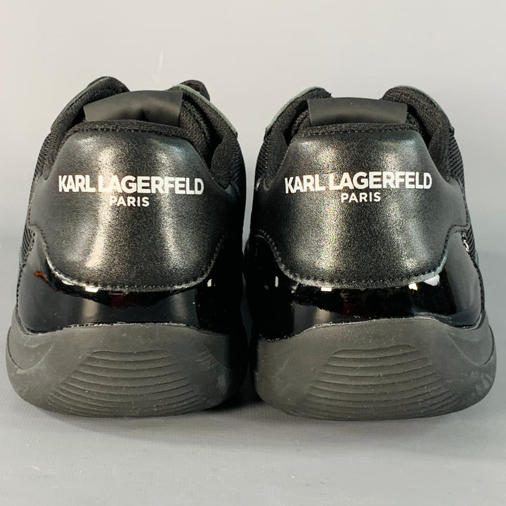 KARL LAGERFELD Size 12 Black Patent Leather Rubber Sole Low Top Sneakers
