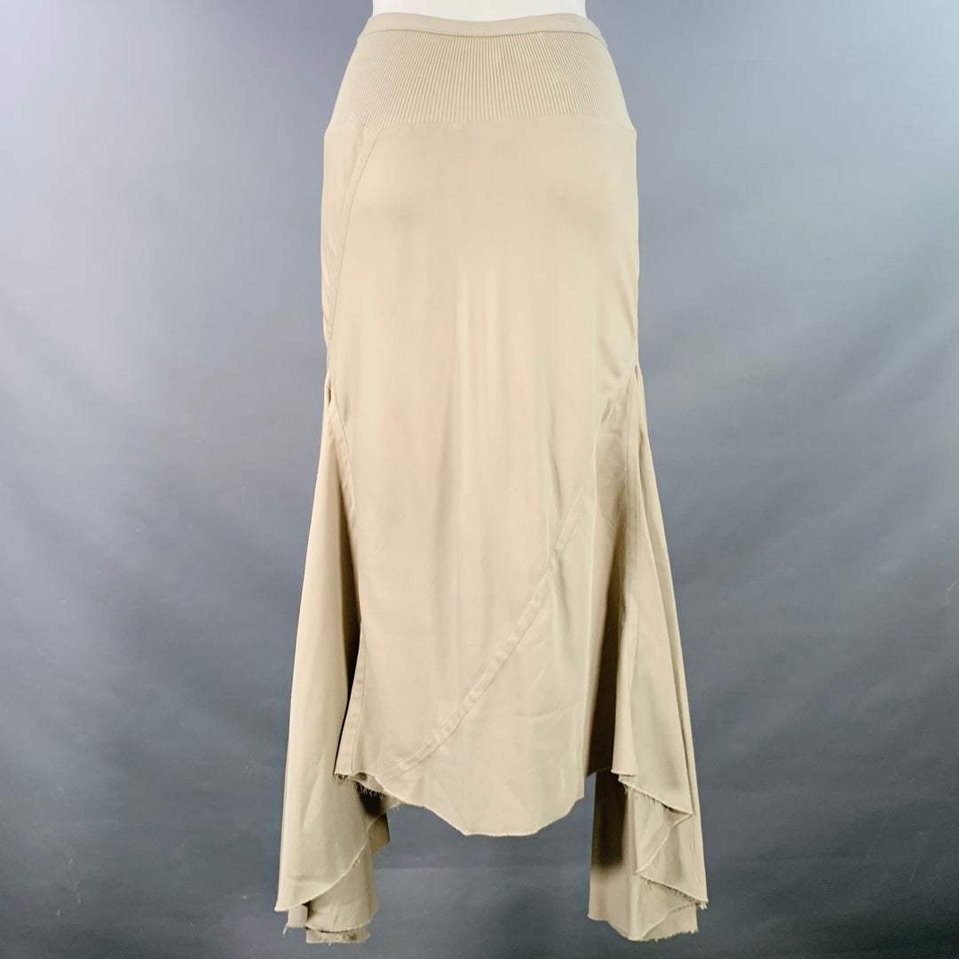 RICK OWENS SS16 Size 6 Cyclops Green Sage Viscose Blend Asymmetrical Long Skirt