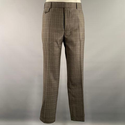 TED BAKER Chest Size 40 Grey Light Blue Tartan Wool Notch Lapel 34 31 Suit