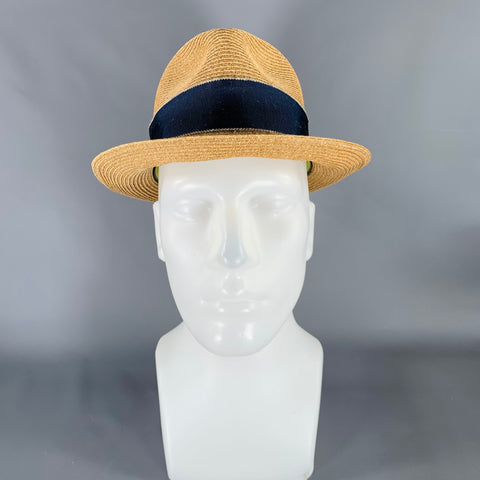 FILUHATS Size S Beige Blue Woven Paper Straw Hat