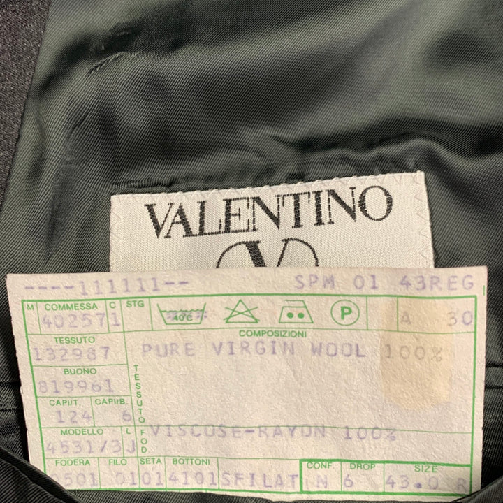 VALENTINO Size 43 Regular Grey Charcoal Virgin Wool Notch Lapel Suit