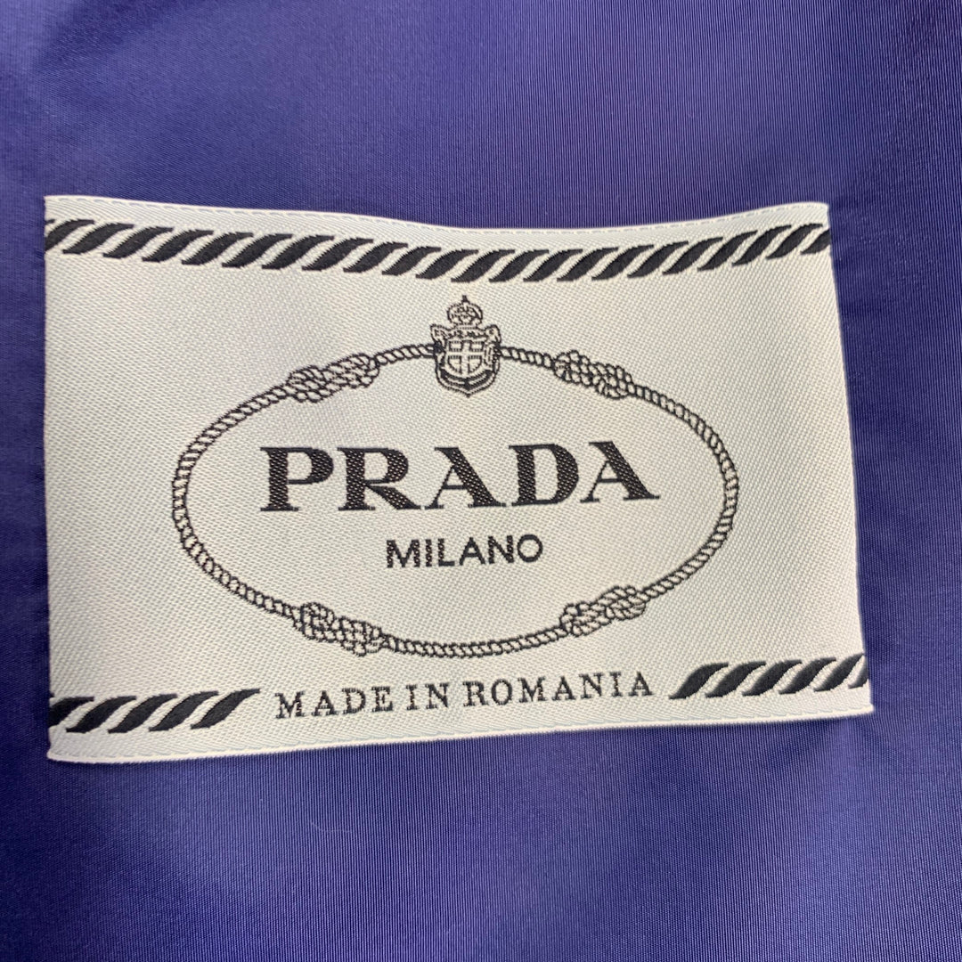 PRADA Size 0 Blue Polyamide Logo Windbreaker Jacket