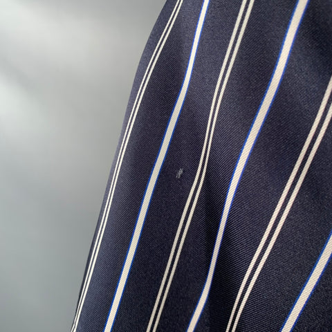 REISS Size S Svenson Navy White Stripe Polyester Regular Fit Camp Short Sleeve Shirt