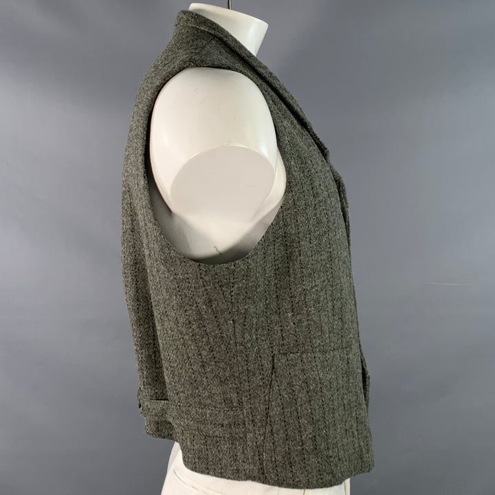 MONITALY Size XXL Grey Black Stripe Virgin Wool Notch Lapel Vest