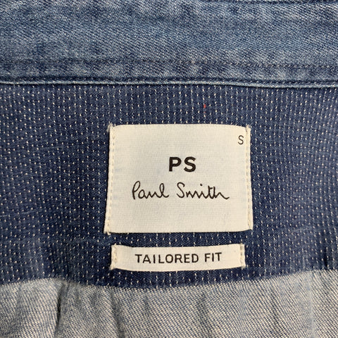 PAUL SMITH Size S Blue Cotton Tailored Fit Long Sleeve Shirt