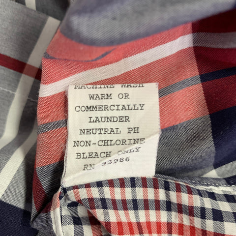 BLACK FLEECE Size M Red White Blue Plaid Cotton Button Down Long Sleeve Shirt