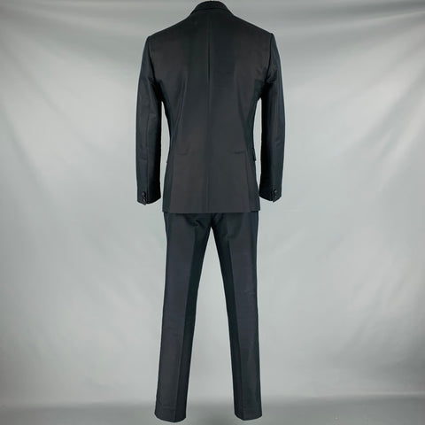 DSQUARED2 Size 44 Black Cotton Silk Peak Lapel Tuxedo