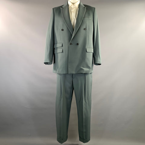 STELLA McCARTNEY Green Grey Viscose Blend Peak Lapel Suit