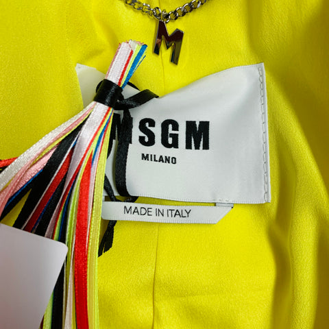 MSGM Size 2 Yellow Wool Peak Lapel Single Button Jacket Blazer