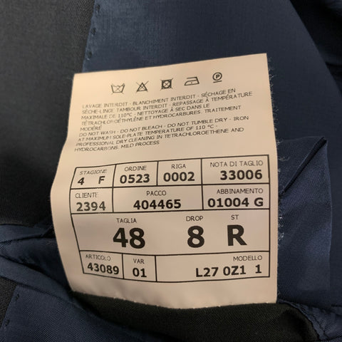 LANVIN Size 38 Navy Wool Notch Lapel Sport Coat