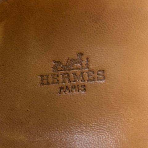 HERMES Size 12 Black Leather Low Top Sneakers