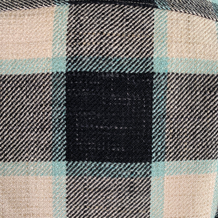 VISVIM Size L Black Green Beige Plaid Wool Linen Down Filled Jacket