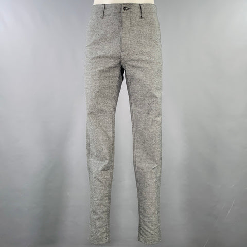 Pantalon décontracté UNITED en sergé de coton mélangé gris chiné, taille 36, devant plat