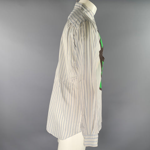 COMME des GARCONS Size M White Green Print Cupra Long Sleeve Shirt