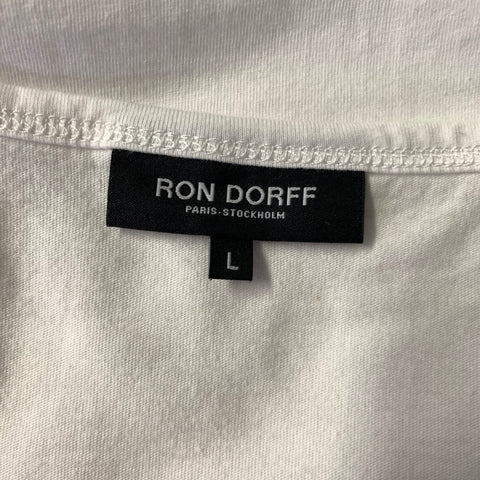 RON DORFF Size L White Black Graphic Cotton Oversized Tank Top