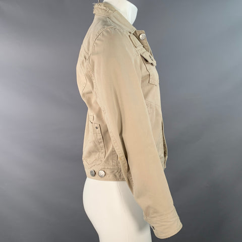 DSQUARED2 Size S Beige Twill Cotton Button Up Jacket