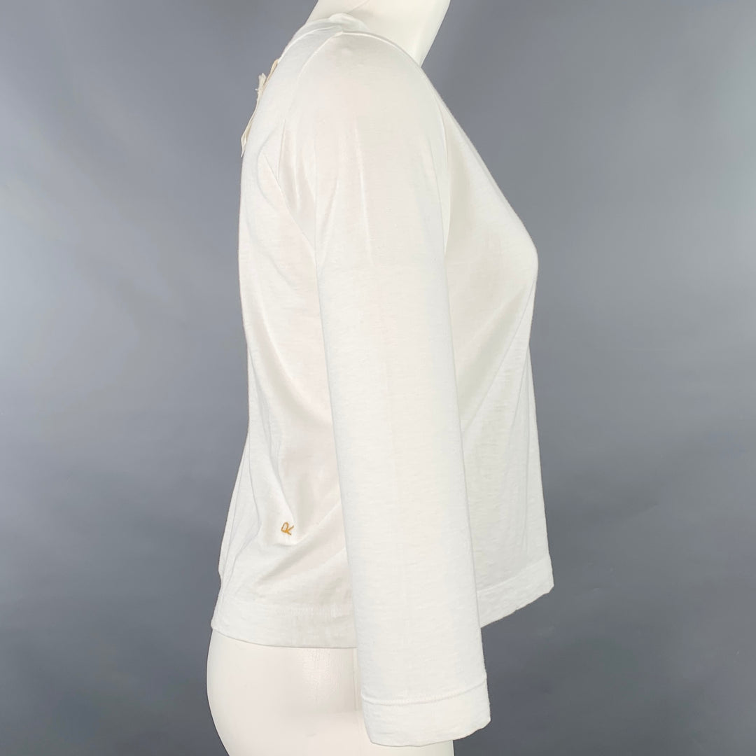 45rpm Size XS White Cotton 3/4 Sleeves Casual Top