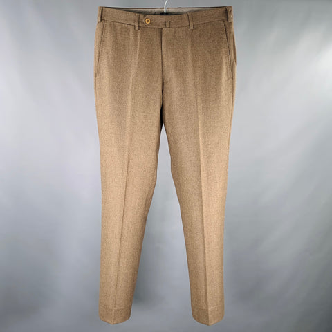ERMENEGILDO ZEGNA Taille 32 Pantalon décontracté en laine chevrons marron, coupe droite