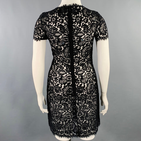 RALPH LAUREN Size 10 Black Cotton Blend Lace Short Sleeve Dress