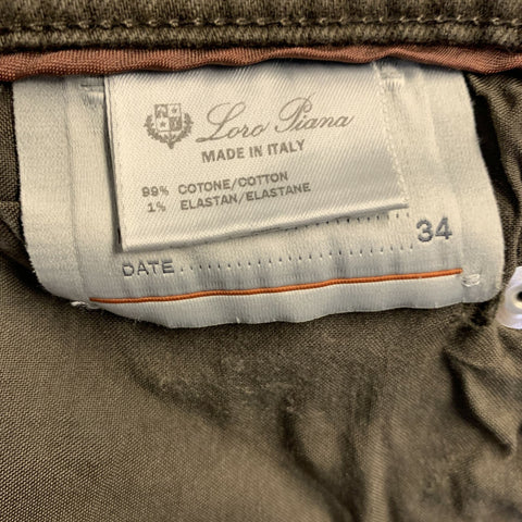 LORO PIANA Size 34 Brown Heather Cotton Blend Straight Casual Pants