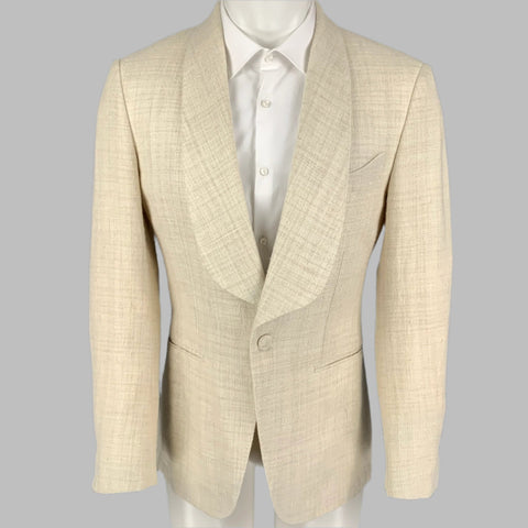 SUIT SUPPLY Chest Size 40 Beige Textured Silk Blend Shawl Collar Sport Coat