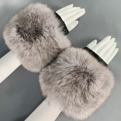 Gants VINTAGE en fourrure grise