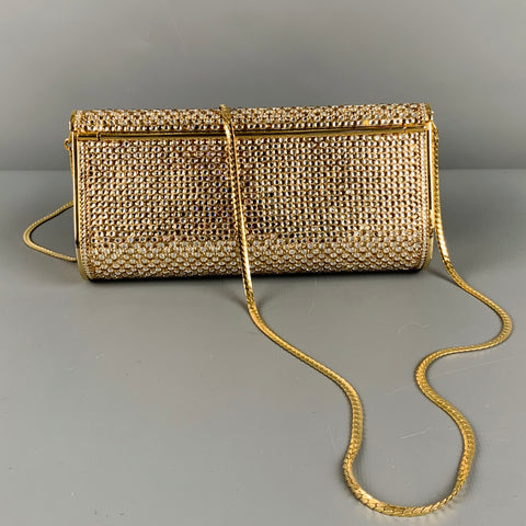 JUDITH LEIBER Gold Metallic Rhinestones Evening Handbag