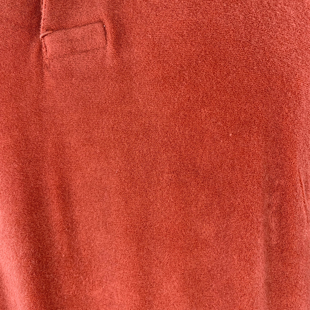 TOM FORD Size XL Orange Terry Cotton Blend Short Sleeve Polo