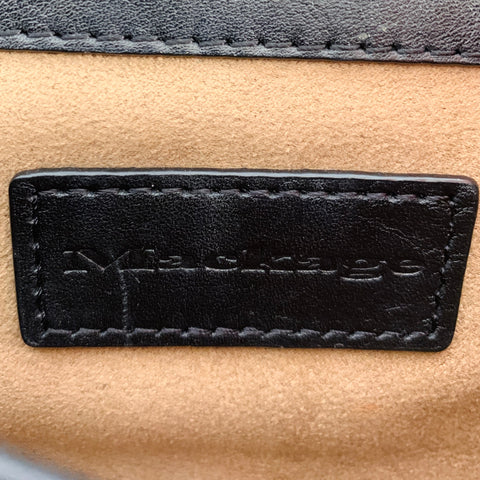 MACKAGE Black Brown Mixed Materials Suede Leather Handbag