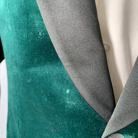 TED BAKER Size 40 Green Black Velvet Cotton Blend Sport Coat